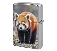 Lighter Case Windproof Metal Little Red Panda Lighter Pouch Pocket Lighters Sleeve Protector Double-Sided Reusable Protective Kerosene Lighters Cover Gift for Smoker