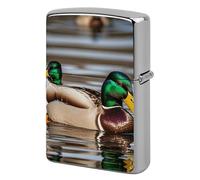 Lighter Case Windproof Metal Mallard Ducks Lighter Pouch Pocket Lighters Sleeve Protector Double-Sided Reusable Protective Kerosene Lighters Cover Gift for Smoker