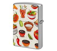 Lighter Case Windproof Metal Mexican Salsa Symbols Lighter Pouch Pocket Lighters Sleeve Protector Double-Sided Reusable Protective Kerosene Lighters Cover Gift for Smoker