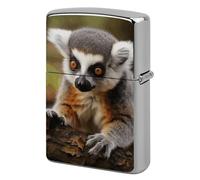 Lighter Case Windproof Metal Monkey Lemur Cute Lighter Pouch Pocket Lighters Sleeve Protector Double-Sided Reusable Protective Kerosene Lighters Cover Gift for Smoker