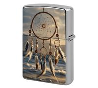 Lighter Case Windproof Metal Native American Dream Catcher Lighter Pouch Pocket Lighters Sleeve Protector Double-Sided Reusable Protective Kerosene Lighters Cover Gift for Smoker