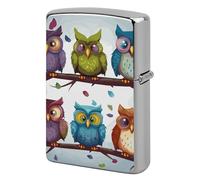 Lighter Case Windproof Metal Owls Birds Lighter Pouch Pocket Lighters Sleeve Protector Double-Sided Reusable Protective Kerosene Lighters Cover Gift for Smoker