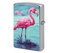 Lighter Case Windproof Metal Pink Flamingos Lighter Pouch Pocket Lighters Sleeve Protector Double-Sided Reusable Protective Kerosene Lighters Cover Gift for Smoker