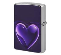 Lighter Case Windproof Metal Purple Love Lighter Pouch Pocket Lighters Sleeve Protector Double-Sided Reusable Protective Kerosene Lighters Cover Gift for Smoker