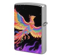Lighter Case Windproof Metal Radiant Phoenix Lighter Pouch Pocket Lighters Sleeve Protector Double-Sided Reusable Protective Kerosene Lighters Cover Gift for Smoker