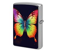 Lighter Case Windproof Metal Rainbow Butterfly Lighter Pouch Pocket Lighters Sleeve Protector Double-Sided Reusable Protective Kerosene Lighters Cover Gift for Smoker