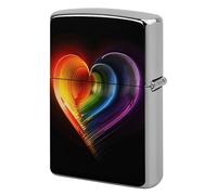 Lighter Case Windproof Metal Rainbow Striped Heart Lighter Pouch Pocket Lighters Sleeve Protector Double-Sided Reusable Protective Kerosene Lighters Cover Gift for Smoker
