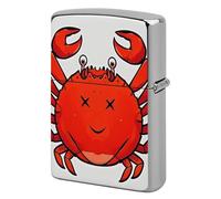 Lighter Case Windproof Metal Red Crab Lighter Pouch Pocket Lighters Sleeve Protector Double-Sided Reusable Protective Kerosene Lighters Cover Gift for Smoker
