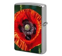 Lighter Case Windproof Metal Red Flower Lighter Pouch Pocket Lighters Sleeve Protector Double-Sided Reusable Protective Kerosene Lighters Cover Gift for Smoker
