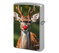 Lighter Case Windproof Metal Red-Nosed Deer Lighter Pouch Pocket Lighters Sleeve Protector Double-Sided Reusable Protective Kerosene Lighters Cover Gift for Smoker