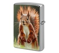 Lighter Case Windproof Metal Red Squirrel Lighter Pouch Pocket Lighters Sleeve Protector Double-Sided Reusable Protective Kerosene Lighters Cover Gift for Smoker