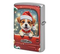 Lighter Case Windproof Metal Red Truck Puppy Lighter Pouch Pocket Lighters Sleeve Protector Double-Sided Reusable Protective Kerosene Lighters Cover Gift for Smoker