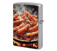 Lighter Case Windproof Metal Sausage on Fire Lighter Pouch Pocket Lighters Sleeve Protector Double-Sided Reusable Protective Kerosene Lighters Cover Gift for Smoker