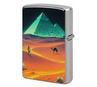 Lighter Case Windproof Metal Shining Desert Lighter Pouch Pocket Lighters Sleeve Protector Double-Sided Reusable Protective Kerosene Lighters Cover Gift for Smoker