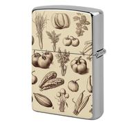 Lighter Case Windproof Metal Sketch Style Vegetables Lighter Pouch Pocket Lighters Sleeve Protector Double-Sided Reusable Protective Kerosene Lighters Cover Gift for Smoker