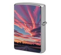 Lighter Case Windproof Metal Sky Scenery of Sunset Beauty Lighter Pouch Pocket Lighters Sleeve Protector Double-Sided Reusable Protective Kerosene Lighters Cover Gift for Smoker
