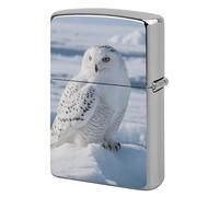Lighter Case Windproof Metal Snowy Owl on The Ice Lighter Pouch Pocket Lighters Sleeve Protector Double-Sided Reusable Protective Kerosene Lighters Cover Gift for Smoker