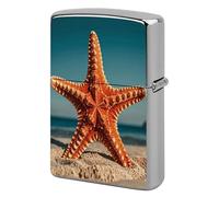 Lighter Case Windproof Metal Starfish Lighter Pouch Pocket Lighters Sleeve Protector Double-Sided Reusable Protective Kerosene Lighters Cover Gift for Smoker