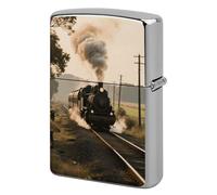 Lighter Case Windproof Metal Steam Train Lighter Pouch Pocket Lighters Sleeve Protector Double-Sided Reusable Protective Kerosene Lighters Cover Gift for Smoker