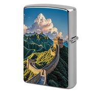 Lighter Case Windproof Metal The Great Wall Lighter Pouch Pocket Lighters Sleeve Protector Double-Sided Reusable Protective Kerosene Lighters Cover Gift for Smoker