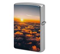 Lighter Case Windproof Metal The Sky and Clouds Seen Lighter Pouch Pocket Lighters Sleeve Protector Double-Sided Reusable Protective Kerosene Lighters Cover Gift for Smoker
