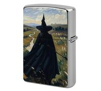 Lighter Case Windproof Metal The Witch of Darkness Lighter Pouch Pocket Lighters Sleeve Protector Double-Sided Reusable Protective Kerosene Lighters Cover Gift for Smoker