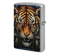 Lighter Case Windproof Metal Tiger Head Lighter Pouch Pocket Lighters Sleeve Protector Double-Sided Reusable Protective Kerosene Lighters Cover Gift for Smoker