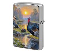 Lighter Case Windproof Metal Turkey Meeting Lighter Pouch Pocket Lighters Sleeve Protector Double-Sided Reusable Protective Kerosene Lighters Cover Gift for Smoker