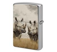 Lighter Case Windproof Metal Two Rhinos Lighter Pouch Pocket Lighters Sleeve Protector Double-Sided Reusable Protective Kerosene Lighters Cover Gift for Smoker