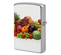 Lighter Case Windproof Metal Variety Fresh Vegetables Fruits Lighter Pouch Pocket Lighters Sleeve Protector Double-Sided Reusable Protective Kerosene Lighters Cover Gift for Smoker