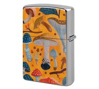 Lighter Case Windproof Metal Various Mushrooms Lighter Pouch Pocket Lighters Sleeve Protector Double-Sided Reusable Protective Kerosene Lighters Cover Gift for Smoker