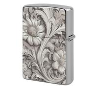 Lighter Case Windproof Metal Victorian Floral Pattern Lighter Pouch Pocket Lighters Sleeve Protector Double-Sided Reusable Protective Kerosene Lighters Cover Gift for Smoker