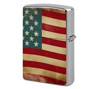 Lighter Case Windproof Metal Vintage American Flag 4Th of July Lighter Pouch Pocket Lighters Sleeve Protector Double-Sided Reusable Protective Kerosene Lighters Cover Gift for Smoker