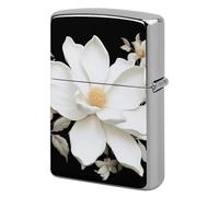 Lighter Case Windproof Metal White Floral Lighter Pouch Pocket Lighters Sleeve Protector Double-Sided Reusable Protective Kerosene Lighters Cover Gift for Smoker