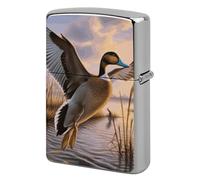 Lighter Case Windproof Metal Wild Ducks Flying Lighter Pouch Pocket Lighters Sleeve Protector Double-Sided Reusable Protective Kerosene Lighters Cover Gift for Smoker