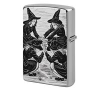 Lighter Case Windproof Metal Witch Prayed Lighter Pouch Pocket Lighters Sleeve Protector Double-Sided Reusable Protective Kerosene Lighters Cover Gift for Smoker
