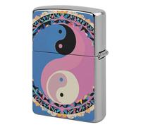 Lighter Case Windproof Metal Yin Yang Pattern Lighter Pouch Pocket Lighters Sleeve Protector Double-Sided Reusable Protective Kerosene Lighters Cover Gift for Smoker