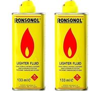 Lighter Fluid 133ml Ronsonol - 2 Pack | Clean Burning Fuel for Refillable Lighters | Compatible with Zippo and Universal Petrol Lighters | Fast Ignition, Reliable Flame