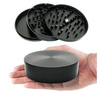 Lighter Locators 4 inch spice grinder / 100mm herb grinder | Low Profile 1" Tall Design | 4" kitchen herb and spice grinders in Black | Sharp Zinc Teeth and Easy to Use