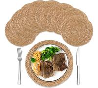 Lighterday 11.8 Inch/30 CM Round Table Mats Set of 8,Handmade Place Mats for Table,Natural Woven Placemats,Placemats for Wedding,Party,Festival,Home Decor(8)