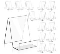 Lighterday 15Pcs Acrylic Display Stand Clear Book Stand Book Holder Plate Stand for Displaying Recipe Card Book Crafts Photos Magazine (15 Pcs & S)
