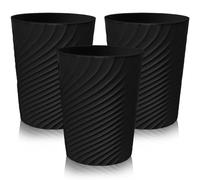 Lighterday 3 Pack Waste Paper Bin,Small Trash Bin Plastic Trash Can,Uncovered Rubbish Bin for Bathroom Office Bedroom Kitchen Toilet (3 Pcs Black)