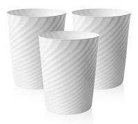 Lighterday 3 Pack Waste Paper Bin,Small Trash Bin Plastic Trash Can,Uncovered Rubbish Bin for Bathroom Office Bedroom Kitchen Toilet (3 Pcs White)