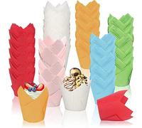 Lighterday 300 Pcs Cupcake Cases Colors Mixed Muffin Cases for Baking Greaseproof Tulip Baking Cups,Muffin Cases for Weddings Birthdays Party (Colorful & 300 Pcs)