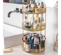 Lighterday 360 Degree Rotating Makeup Organiser,Spinning CosmeticsOrganiser SkincareOrganiser PerfumeOrganiser Spice OrganiserMakeup Storage for Dresser, Bedroom, Bathroom(3 Tiers Gold)