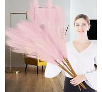 Lighterday 6 Pcs Pampas Grass Artificial 43"/110cm Large Tall Fluffy Faux Pampas Grass for Wedding Living Room Bedroom Boho Home Decor (Pink)