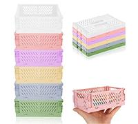 Lighterday 6pcs Collapsible Crates Storage Boxes,Plastic Stackable Storage Baskets,Small Foldable Basket Storage Organiser Box for Office Bedroom Kitchen Drawer Bathroom Toy.
