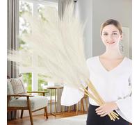 Lighterday 7 Pcs Pampas Grass Artificial 38"/97cm Large PampasGrass Dried Tall Pampas Grass Floor Vases Fluffy Faux PampasGrass for Wedding Living Room Bedroom Boho Home Decor (Beige)