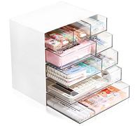Lighterday Desktop Drawers,Plastic Storage Drawers Stackable Storage Boxes,Desk Organiser Drawers for Desk Storage Makeup Storage Bathroom Storage Office Storage Home Storage (9 Drawers & White), xl