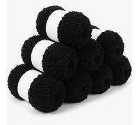 Lighterday Fluffy Yarn Set of 8×50g Chunky Yarn for Hand Knitting,Thick Fluffy Wool,Soft Chunky Wool for Crochet Blankets Scarves Hats Toys DIY Projects (8 Pack Black)